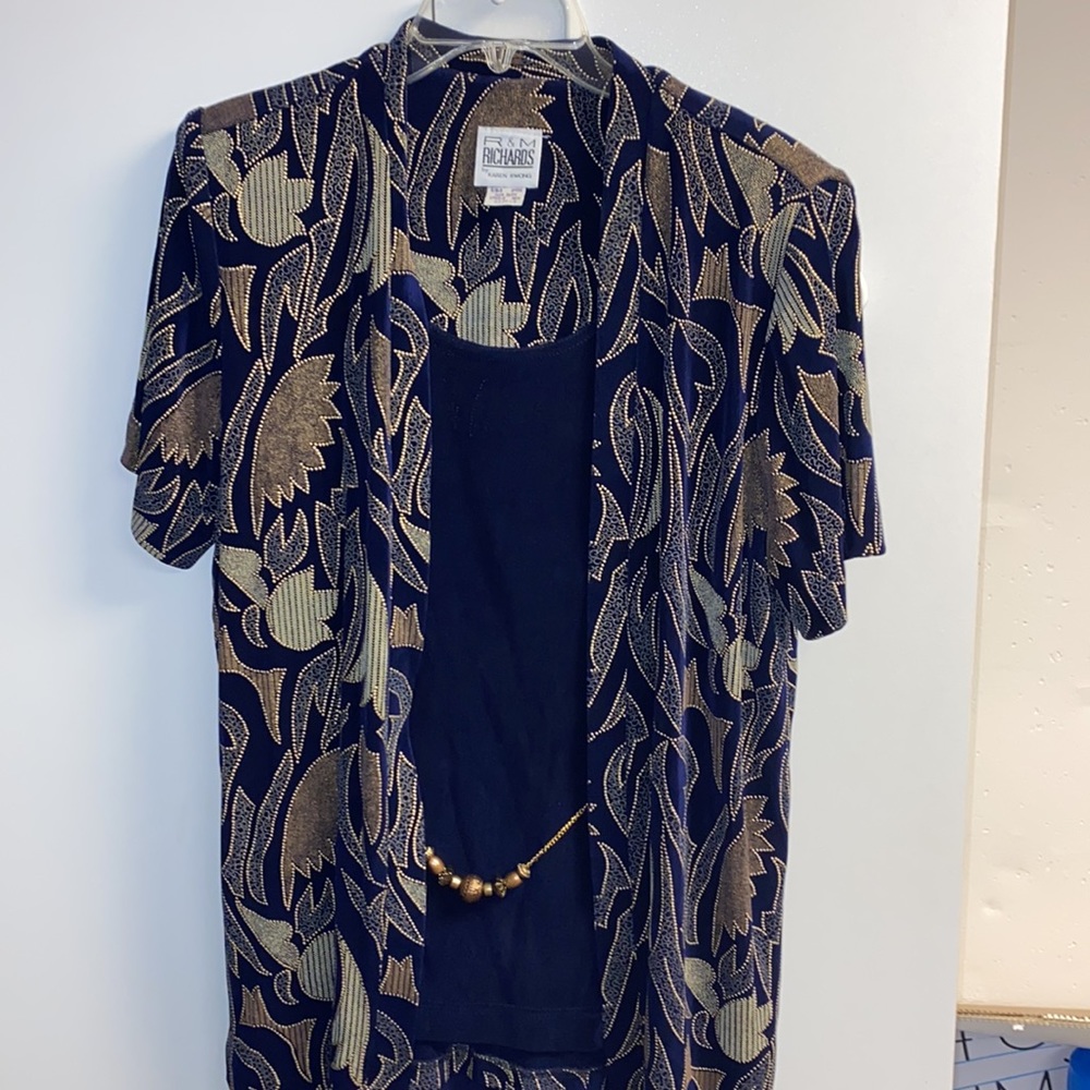 R&M Richards by Karen Wong top/jacket & navy pants. Sz 14